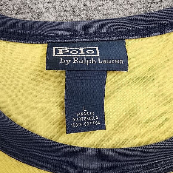 VTG Polo Ralph Lauren Shirt Mens Large Yellow Short Sleeve Hand Crafted Canoes - Picture 2 of 15